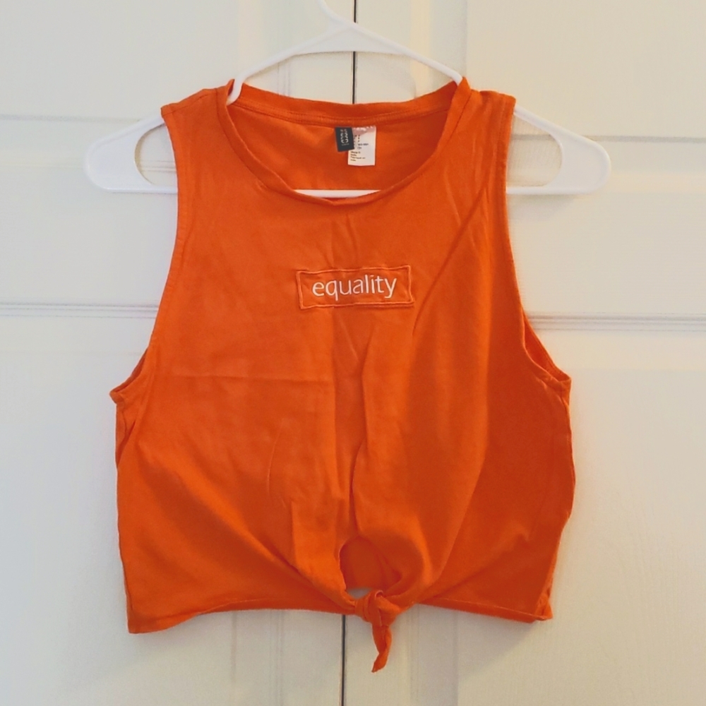 Orange crop top tank, size S, brand Divided